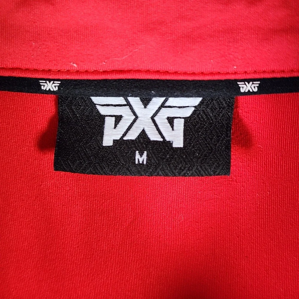 PXG Polo Shirt Mens Medium Red Athletic Snap Button Performance Golf Excellent - Picture 7 of 15